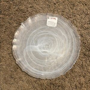 4 Dinner Plates Clear Swirl Glass- Transparent
